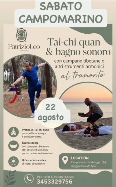 TAI-CHI QUAN & BAGNO SONORO AL TRAMONTO IN SPIAGGIA