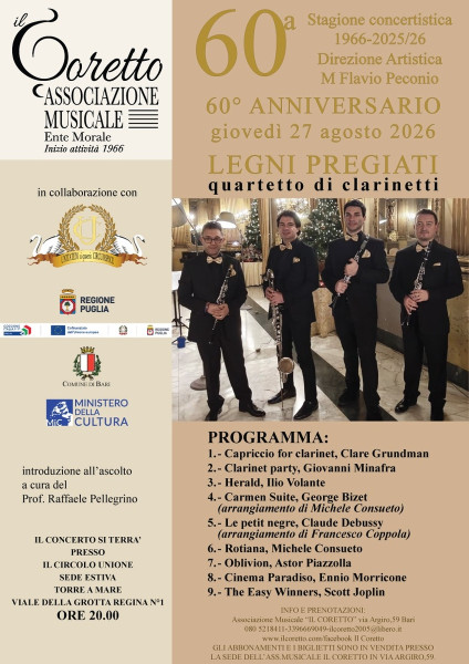 QUARTETTO DI CLARINETTI "LEGNI PREGIATI"