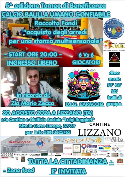 5^ edizione Torneo di Calcio Balilla Umano Gonfiabile - serata di beneficenza -