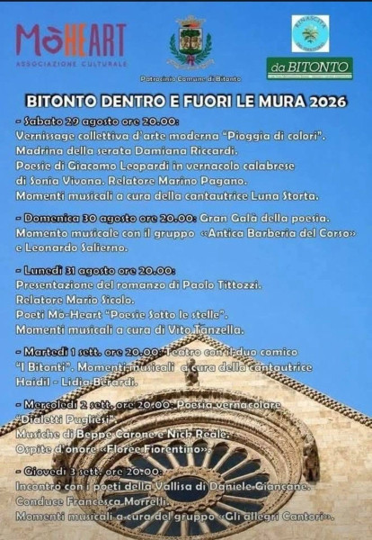 Dal 29 agosto al 3 settembre, torna Bitonto dentro e fuori le mura
