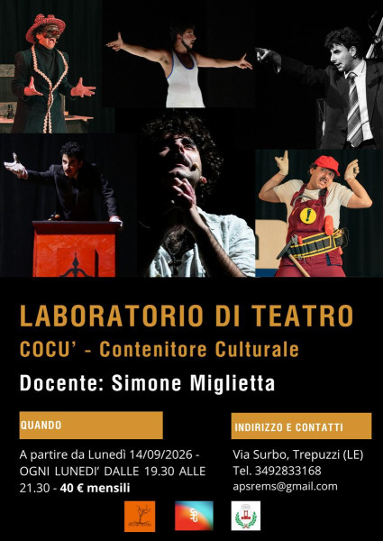 Formazione teatrale d'eccellenza a Trepuzzi: ripartono i corsi con l'attore e regista Simone Miglietta