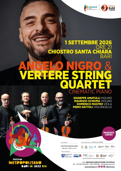 Angelo Nigro & Vertere String Quartet - Cinematic Piano per Bari in jazz 2026