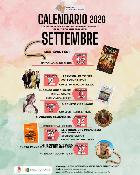 Brindisi e le Antiche Strade: Un ricco calendario di attività vi attende a SETTEMBRE