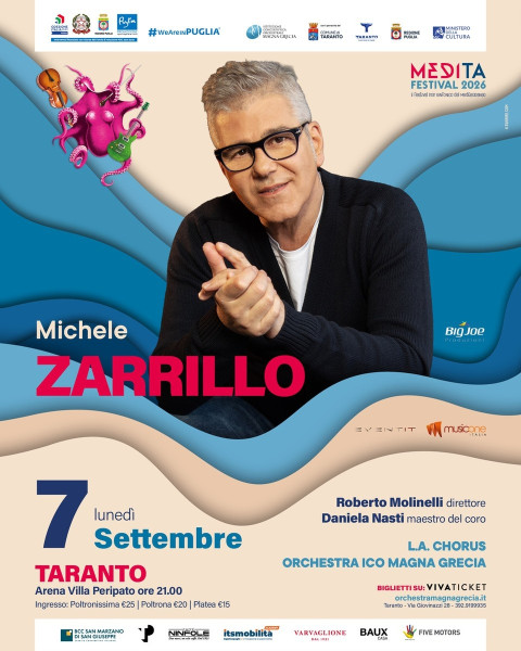 MEDITA FESTIVAL 2026 - 6 settembre QUEEN IN SYMPHONY - 7 settembre MICHELE ZARRILLO