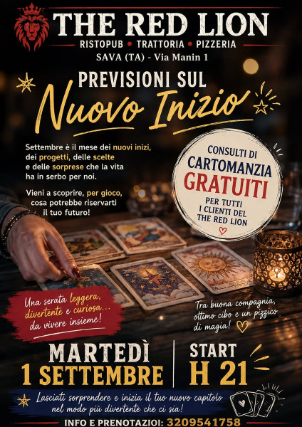 Serata di cartomanzia gratuita: live dinner show al Red Lion