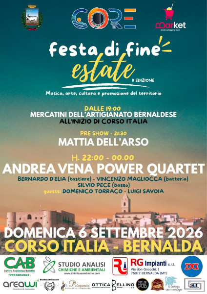 Bernalda saluta l’estate con musica e artigianato: torna la Festa di Fine Estate