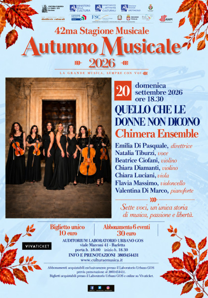 AUTUNNO MUSICALE - 'QUELLO CHE LE DONNE NON DICONO' - CHIMERA ENSEMBLE