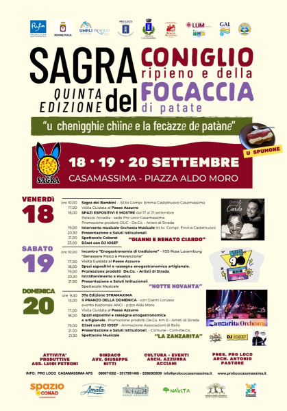 Sagra Coniglio ripieno, Focaccia di patate, Spumone