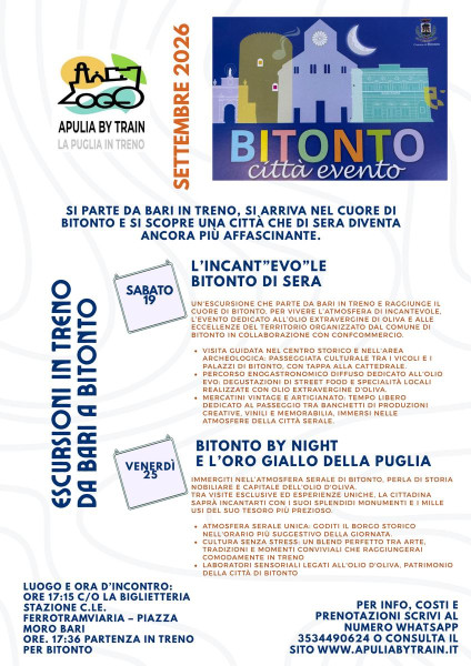 Settembre a Bitonto con le Escursioni in Treno da Bari con Apuliabytrain