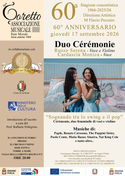 Sognando tra lo Swing e il Pop: il Duo Cérémonie in concerto al Circolo Unione di Torre a Mare