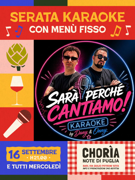 Serata karaoke con menù fisso