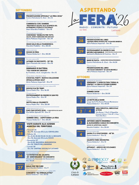 Calendario eventi LA FERA 2026