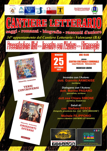 Presentazione opere "Versi controversi" e "Orizzonti diversi" di Gianvito Armenise.