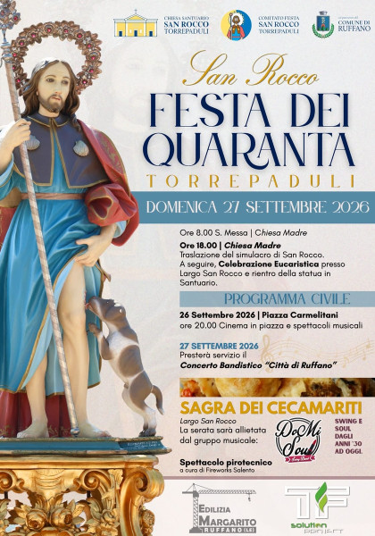 TORREPADULI SI PREPARA ALLA FESTA DEI QUARANTA IN ONORE DI SAN ROCCO: FEDE, TRADIZIONE E LA TRADIZIONALE SAGRA DEI CECAMARITI