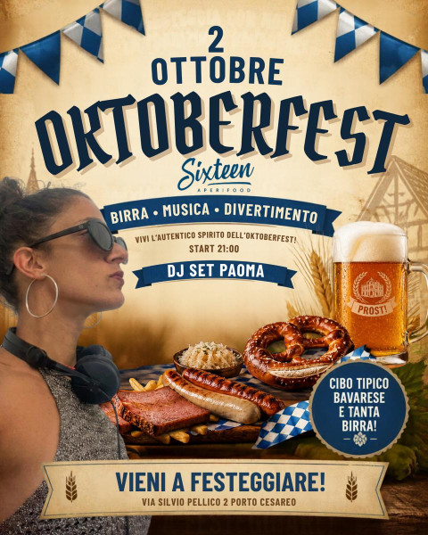 Oktoberfest al Sixteen: il 2 Ottobre in Console Paoma