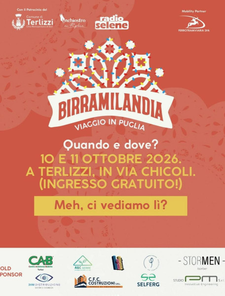 Birramilandia Terlizzi accoglie il villaggio della Pugliesità.  Il 10 e 11 ottobre due giorni dedicati a tutte le età