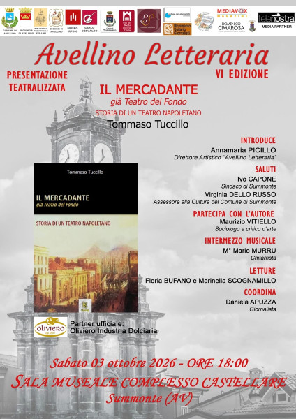 Avellino Letteraria, la rassegna diventa itinerante e parte da Summonte con il libro: Il Mercadante già Teatro del Fondo di Tommaso Tuccillo