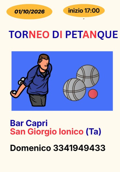 1° torneo singolo di Petanque anno 2027