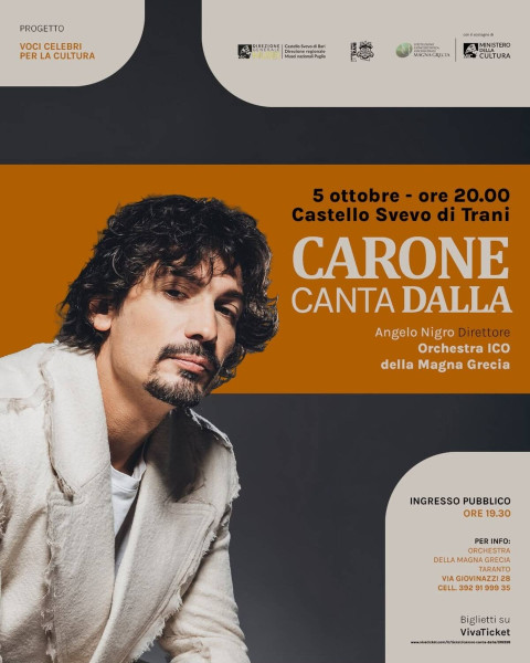 CARONE CANTA DALLA Pierdavide Carone in concerto con l'Orchestra ICO della Magna Grecia