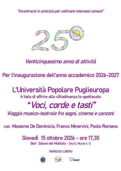 "Voci, Corde e Tasti". Viaggio musico-teatrale fra sogni, cinema e canzoni