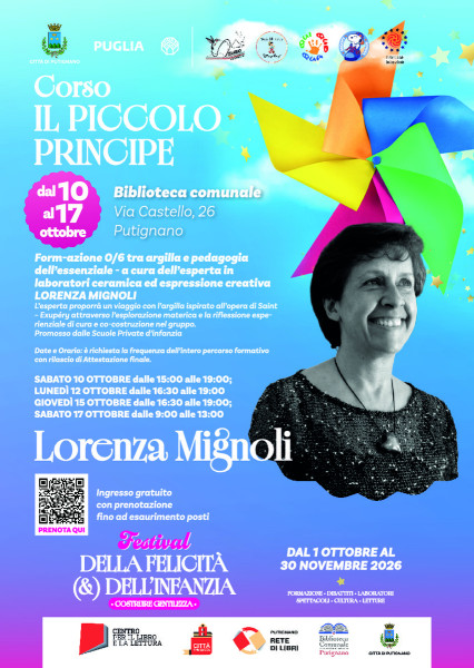 Corso IL PICCOLO PRINCIPE  Form-azione 0/6 tra argilla e pedagogia dell' essenziale" a cura dell’esperta in laboratori ceramica ed espressione creativa LORENZA MIGNOLI