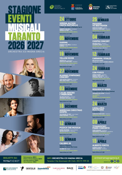 Stagione Eventi Musicali 2026/2027 Orchestra Ico Magna Grecia Taranto