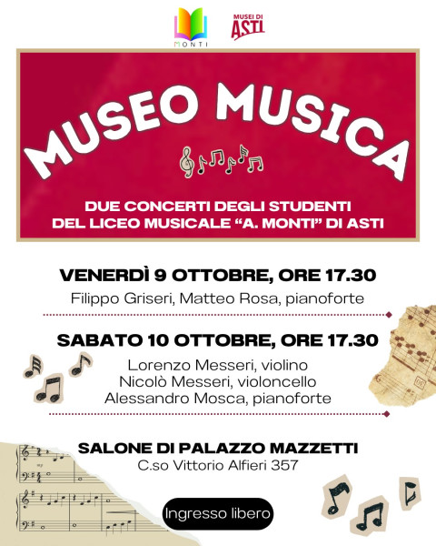 Museo Musica: due concerti degli studenti del Liceo Musicale “A. Monti”