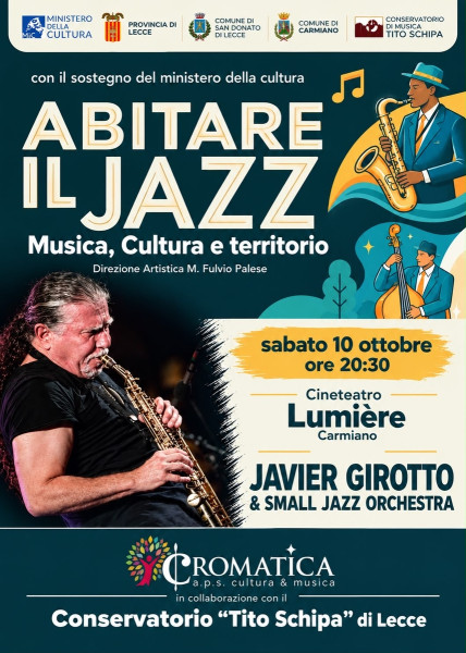 Abitare il jazz: Javier Girotto in concerto al Cineteatro Lumiére di Carmiano sabato 10 ottobre