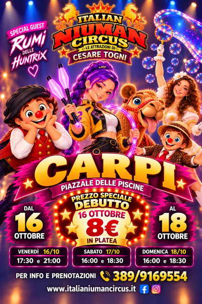 ARRIVA IL GRANDE CIRCO: TRE GIORNI DI SPETTACOLO CON LE ATTRAZIONI DI CESARE TOGNI E RUMI DELLE HUNTRIX