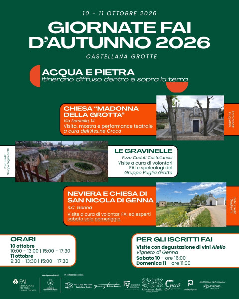 Giornate FAI, itinerario tra acqua e pietra a Castellana Grotte