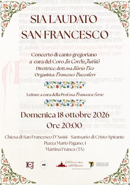 Concerto di canto gregoriano "Sia laudato San Francesco" coro "In cordis jubilo"