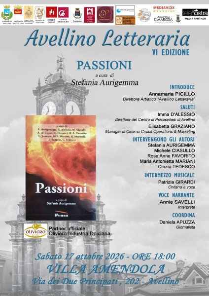 Ad Avellino letteraria: "Passioni", il libro a cura di Stefania Aurigemma