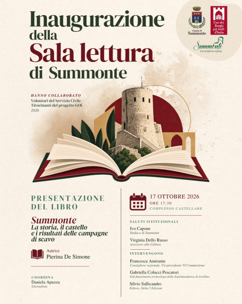 Libri, storia e comunità. Sabato 17 ottobre si inaugura la Sala lettura a Summonte