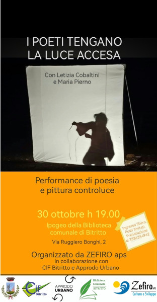 I poeti tengano la luce accesa. Performance di poesia e pittura in controluce