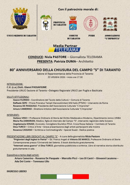 80° Anniversario della chiusura del Campo "S" di Taranto