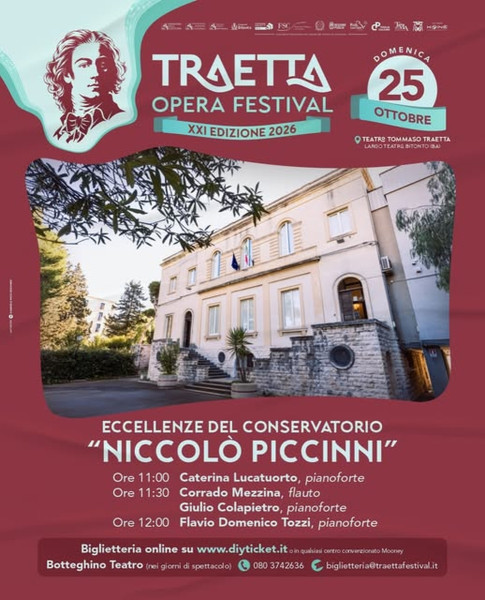 Per il Traetta Opera Festival 2026 - Conservatorio di Musica Niccolò Piccinni di Bari