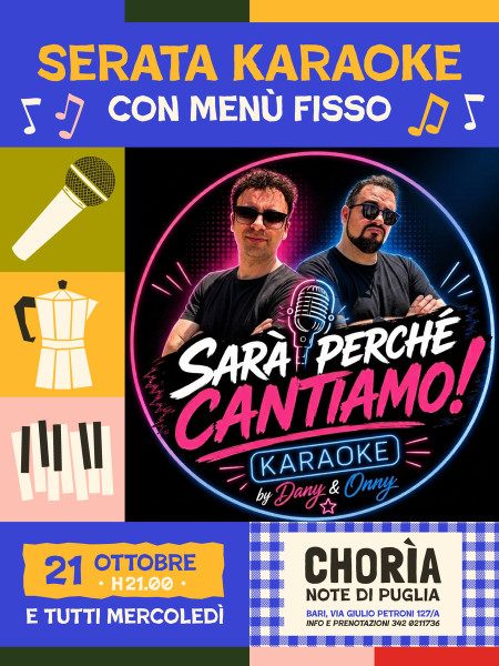 Serata Karaoke al Chorìa di Bari