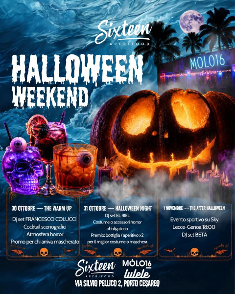Halloween Weekend da Sixteen Aperifood: Tre Giorni di Musica e Atmosfere Horror
