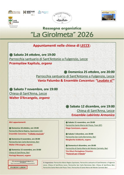 "La Girolmeta": doppio appuntamento con P. Kapitula e Ensemble Concentus