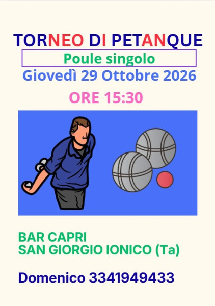 A.S.D. Stella del Sud organizza un Poule singolo di Petanque