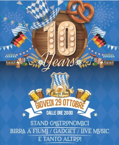 Decennale del Marien Platz: festa tra gusto, birra e musica dal vivo