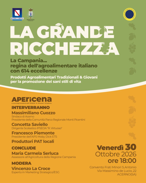 Apericena “La Grande Ricchezza”: Prodotti Agroalimentari Tradizionali e giovani