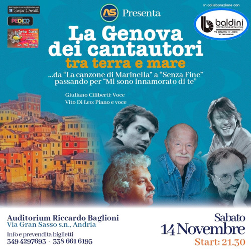 La Genova dei cantautori - Tra terra e Mare - Andria Auditorium Riccardo Baglioni