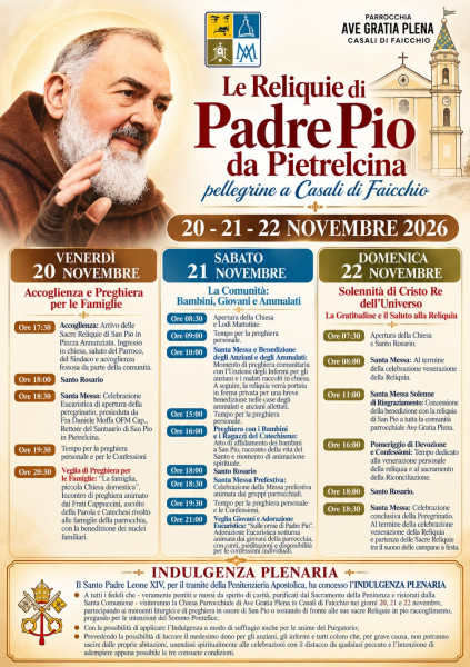 Le Reliquie di San Pio da Pietrelcina in pellegrinaggio