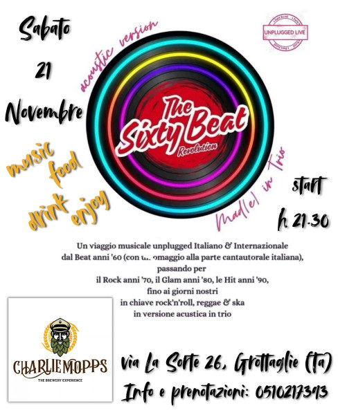 The Sixty Beat REVOLUTION acoustic version Mad(e) in Trio #LIVE@Charlie Mopps - Grottaglie (Ta)