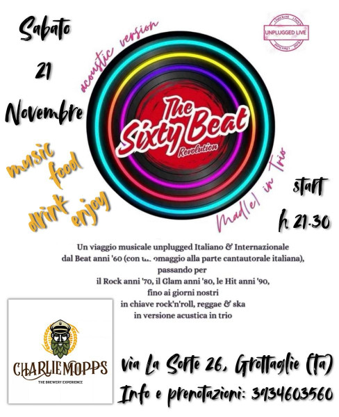 The Sixty Beat REVOLUTION acoustic version Mad(e) in Trio #LIVE@Charlie Mopps - Grottaglie (Ta)