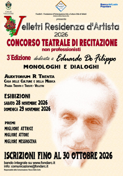 Velletri Residenza d’Artista  Concorso nazionale di recitazione