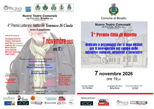 4° Premio Letterario Nazionale Tommaso Di Ciaula - serata di premiazione e 1° Premio Città di Binetto